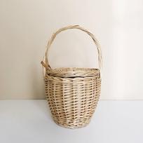Handmade Woven Rattan Straw Handbag, Picnic Basket Style - Perfect for Women’s Summer Vacation & Pastoral Outings beige