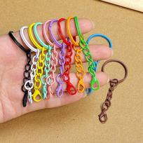 50Pcs Colorful Keyrings With Chains Lobster Clasps For Diy Jewelry Making Keychain Connector Hooks Bags Holder Supplies 50pcs brown