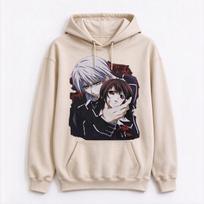 Anime Vampire Knight Zero & Yuki Character Graphic Print Hoodie Unisex Harajuku Streetwear Oversized Pullover Sweatshirt Tops Soft Fabric XXL beige
