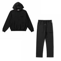 ESSENTIALS FOG SS22 Pūkuotų raidžių gobtuvukas Rinkinys Vyrams Moterims Laisvalaikio sportinis kostiumas M black