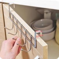No Drill Cabinet Door Hook Rack 5 Hooks Over Door Hanger Kitchen Storage Organizer wide 2.1cm
