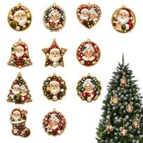 Diamond Painting Christmas Ornaments Kit 12Pcs Round Acrylic DIY Xmas Tree Hanging Holiday Decor Set