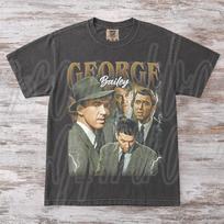 George Bailey Shirt It's a Wonderful Life Vintage Bootleg Tee, Classic Christmas Movie Fan Tribute, Graphic T-Shirt, Christmas Gifts Top FD 150 gray