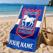 Custom Name Ipswich Town Football Club Crest Personalized Microfiber Beach Towel, Quick-Dry, Ideal for Summer Travel, Beach Essential, Swimming 70cmx140cm(27x55inch)