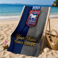 Custom Name Ipswich Town Football Club Crest Personalized Microfiber Beach Towel, Quick-Dry, Ideal for Summer Travel, Beach Essential, Swimming 70cmx140cm(27x55inch)
