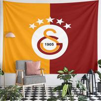 Galatasaray Football Club Crest Wall Tapestry GS 1905 Five Stars Orange Red Split Fan Decor for Bedroom Man Cave Gift 100x150cm(39x59in)