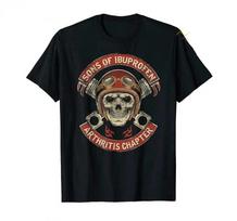 Sons With Arthritis Ibuprofen Chapter Funny Biker Skull T Shirt Black Vintage Unisexs Graphic Shirts Gothic Ropa Hombre Streetwear 4XL brown