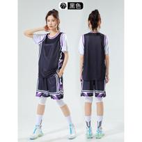 Womens Basketball Jersey Short Sleeve Sports Uniform Unisex Team Shirt Games 3XS Height 115-129cm black