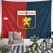 Genoa CFC Football Crest Wall Tapestry Golden Griffin Red Navy Split Shield Italian Soccer Fan Decor for Man Cave Gift 100x150cm(39x59in) red