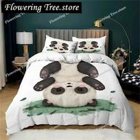 Black And White Panda Duvet Cover Boys Girls Cute Giant Panda Duvet Cover Set Kids Cartoon Animal Pattern Comforter Cover Decor0 EU Single 135x200cm