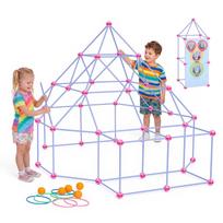 VEVOR Fort Building Kit for Kids, 140 PCS Creative STEM Construction Toys, for 4 5 6 7 8+ Year Old Boys Girls, Upgraded Balls, Ring & Ball Toss 57 x 28 x 11.5 cm