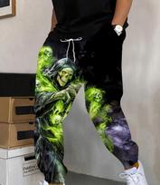 Best-selling Men's Gothic Skull-Print Casual 3D-Printed Loose-Fit Fleece-Lined Thickened Outdoor Sweatpants (Autumn/Winter) 6XL raudona