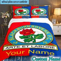 3PCS Custom Name Blackburn Rovers Fc Crest Bedding Set Duvet Cover Closure Includes 1 Duvet Cover & 2 Pillowcases for All Seasons Bedroom Decor 180cmx210cm