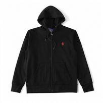 Mens Zip Up Hooded Sweatshirt Embroidered Small Pony Loose Fit Solid Color Casual Streetwear XXL