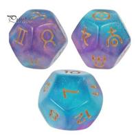 Tarot Cards Game Dice 3Pcs/Set Astrology 12-Sided Twelve Constellation Sign Zodiac Golden Reusable Number Resin Lucky Toy Divination Accessory Sets