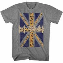 Def Leppard Leopard Flag Graphite Heather Adult T-Shirt L blue