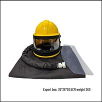Oxygen Supply Sandblasting Helmet & Protective Gear with Temperature Regulator and Air Filter Foreign trade style yellow helmet cape style 1