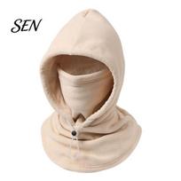 Windproof Ski Hood Unisex Flannel Balaclava with Drawstring, Warm Mask Hat, Fleece Lined Thermal Gear Winter Face Neck Warmer for Outdoor Cycling Dual Layer