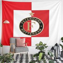 Feyenoord Rotterdam Football Club Crest Red White Wall Tapestry Dutch Fan Decor for Man Cave Bedroom Gift 100x150cm(39x59in)