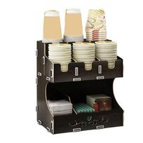 Large Capacity Coffee Cup Holder Space Saving Cup Straw Storage Rack Cup Picker  Commercial Use Black Style F beige