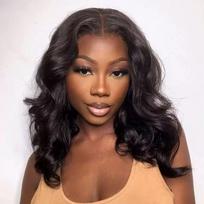 Front lace short curly hair, hot-selling lace wig big wave front high temperature silk wig cover 16inch brown