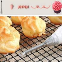 4Pcs Eclair Puff Nozzles Cupcake Filling Tube Pastry Syringe Cream Piping Tips