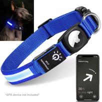 For Apple Airtag GPS Finder Led Dog Collar WaterProof Light USB Chargeable Luminous collar Pet For Apple Air Tag Tracker Case 3 Blue S30-39cm