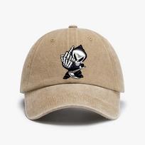 Funny Skull Middle Finger Printed Baseball Cap Outdoor Running Golf Caps Unisex Adjustable Distressed Washed hat One Size gray