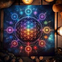 Tarot Tablecloth Mandala Flower Of Life Altar Cloth For Divination Meditation Circle Galaxy Tarot Mat Spiritual Oracle Card Pad 150X200CM
