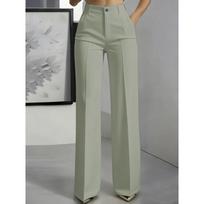 Womens High-Waisted Straight-Leg Tailored Trousers Office Wear Fall 2026 Elegant Formal Pants XXXL šviesiai pilka spalva