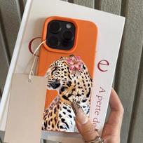 Pink Lily Leopard Pattern Lychee Texture Phone Case For iPhone 11 12 13 14 15 16 17 Pro Max 17Air 15 Plus X XS XR 16E Soft Cover iPhone Air black