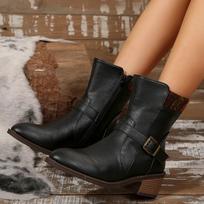 Women Boots Winter New British Style Short Boot Women Motorcycle Casual Ankle Boot Outdoor Fashion Comfortable Shoes for Women 36 juoda