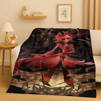 Cartoon H-Hazbin Hotel Angel Dust Alastor Flannel Blanket,Soft Warm Plush Throw for Home Bedroom Bed Sofa Cover Office Gift 75x90cm brown