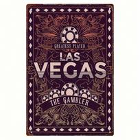 Vintage Las Vegas Gambler Metal Sign, Ornate Casino Wall Art, Game Room Man Cave Decor Statement Piece for Casino Enthusiasts 20x30cm（7.8x11.8inch） gray