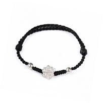 Sterling Silver 999 Lotus Red String Bracelet, Pure Silver Good Luck Gift, Couple Style. black