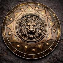 Lion Shield Wall Decor, Bronze Medieval Viking Crest Armor Art beige