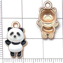 30 Mixed Black & White Enamel Panda Charms for DIY Jewelry beige