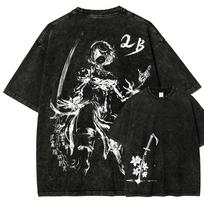 Populiarus žaidimas Nier Automata Grafinis spaudinys T-shirt Vyrams Moterims Harajuku Stiliaus Marškinėliai Skalbtas Medvilninis Oversize Viršutinė dalis M black
