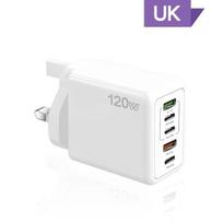 „Xiaomi“ 120 W greito įkroviklio kelių prievadų USB C PD įkroviklio greito įkrovimo 3.0 sieninio telefono įkroviklio adapteris, skirtas „iPhone 16 15 14 Samsung“ UK Plug balta