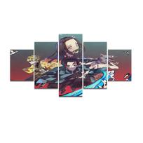 5 dalių HD Anime berniuko ir mergaitės sieninis paveikslas Demonų žudikas Kimetsu No Yaiba Komiksas Menas Drobė Paveikslai Sienos Menas Namų dekoras Be rėmelio 40x60cm*2  40x80cm*2  40x100cm*1