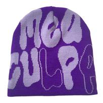 Hot Sell Customized  Adult Fashion Printing Soft Winter Hat Knitted With Letters for Men and Women gray