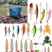 Practical Tackle Fishing Advent Calendar 24 Days Countdown Fishing Gear Christmas Fishing Calendar Realistic Fishing Tackle Set blue