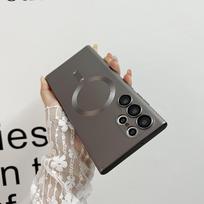 Suitable for Samsung S24ultra Mobile Phone Case Comes with Lens Film S21S22S23 Silicone Magnetic Absorbing New Soft Case Samsung S23FE gray