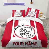 Custom Name Ajax Amsterdam Pattern Bedding Quilt Set  Home Decoration  Gift (1 * duvet cover + 2 * pillowcase  without core) 135x200cm white