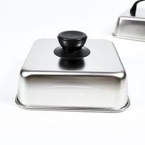 304 nerūdijančio plieno kvadratinis kepimo kupolas kepsniams, teppanyaki ir mėsainiams. 16*16*5CM gray