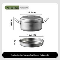 Cross-Border Titanium Folding Multi-Functional Camping Cookware Set: Pot & Integrated Bowl with Double Handles gray