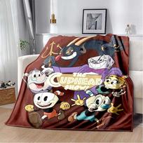 Cuphead & Mugman Flannel Blanket, Soft Warm Throw with Classic Game Print, Cozy Bedding for Retro Game Fans 80cm x 120cm gray