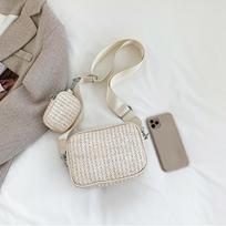 Hot Selling New Small Bag Straw Woven Bag Women's Simple Crossbody Bag Holiday Beach Bag Handheld Woven Bag Fashion Shoulder Bag CLE 20x7x14cm smėlis