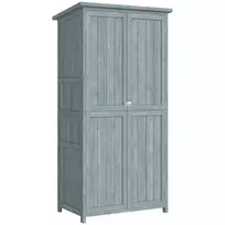 Medinė lauko spinta, atspari oro sąlygoms, su dvivėrėmis durimis ir magnetiniu uždarymu, skirta sodui, terasai, 85 x 54 x 170 cm, pilka