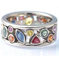 Best-selling, exquisite geometric pattern hollow-out diamond-set multi-color ring for women, simple zircon jewelry no. 8